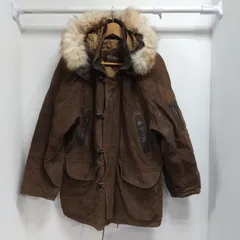 ks93◆革コート レザージャケット 羊革 メンズ Lサイズ  Ultra Armor 取り外し可能なファー付きフード 腰ひも有り クルミボタン