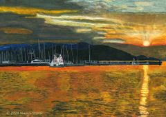 水彩画 ジクレー版画「西鉄電車とコスモス」（久留米市） - メルカリ