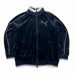 プーマ トラックジャケット メンズ Oサイズ ブラック ベロア ジャージトップ 漆黒 定番