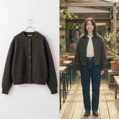 美品⭐️ シーズンリーズン バイ リン アンド レッド SEASON REASON by Lin. & Red アウター ノーカラー ジャケット 大きめ オーバーサイズ ゆったり 体型カバー スナップボタン ブラウン ダークブラウン 大人カジュアル きれいめ