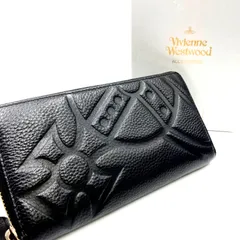美品　Vivieene Westwood ヴィヴィアンウエストウッド　財布　ウォレット　オーブ　型押し　レザー　ブラック　ラウンドジップ