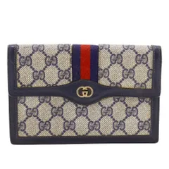 【GUCCI】グッチ オールドグッチ シェリーライン ノベルティ GGスプリームキャンバス 紺 ユニセックス ポーチ