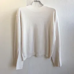 美品⭐️  ローズファーム Rose Farm ニット セーター プルオーバー レディース Lサイズ ゆったり クルーネック 長袖 スリット シンプル ベーシック 大人カジュアル きれいめ ナチュラル 秋冬 コーデ 白 ホワイト アイボリーのサムネイル