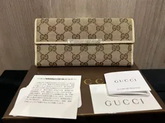 グッチ■Wホック 二つ折り長財布 GGキャンバス  ロング ウォレット ベージュ GUCCI 長財布 【中古美品】