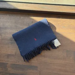 15806 - ポロ ラルフローレン ネイビー ウールマフラー (ラムズウール 100%)