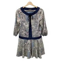 GRACE CONTINENTAL(グレースコンチネンタル) ワンピース サイズ36 S レディース美品  - ネイビー×ピンク×マルチ 七分袖/ミニ/花柄