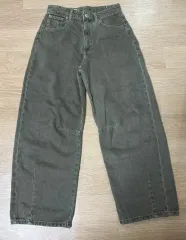 ザラ ワイドレッグパンツ (カーキ)