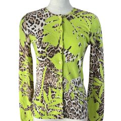 Blumarine ブルマリン カーディガン レオパード柄×グリーン 美品
