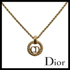 【Dior】CDロゴ ネックレス ゴールド/金カラー サークル ラウンド ヴィンテージ ペンダント Christian Dior/クリスチャンディオール (M-534)