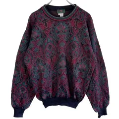 アバクロンビー＆フィッチAbercromble&Fitch総柄ニットウールセーターペイズリー柄エスニックペルシャ柄ジャガード好配色マルチカラー黒ブラック赤レッドワインレッド緑グリーンY2Kレトログランパコアゆるダボvintageヴィンテージ51121