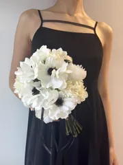 【ブートニア付】ウェディングブーケ　アーティシャルフラワー造花