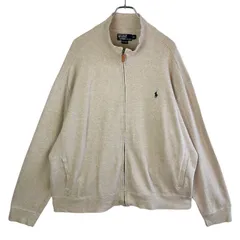 90s00sポロバイラルフローレンPolobyRalphLaurenフルジップスウェットトレーナートラックジャケットコットンポニーロゴ刺繍ワンポイントベージュゆるダボオーバーサイズY2Kレトログランパコアノームコアvintageヴィンテージ51115