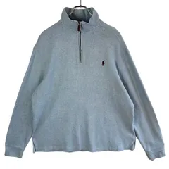 90s00sポロバイラルフローレンPolobyRalphLaurenハーフジップスウェットトレーナートラックジャケットコットンポニーロゴ刺繍ワンポイント水色ライトブルーゆるダボY2Kレトログランパコアノームコアvintageヴィンテージ51115
