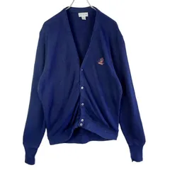 90sアイゾッドIzodニットカーディガンセーターロゴ刺繍ワンポイント紺ネイビーy2kレトログランパコアグランマコアアメトラvintageヴィンテージ51115