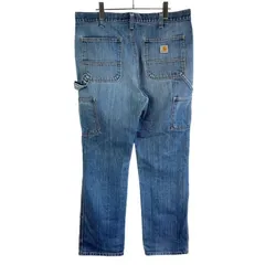 メキシコ製Carharttカーハート103327デニムペインターパンツカーペンターパンツワークパンツウォッシュドデニム青ブルーロゴタグワンポイントリアルワークウェアrelaxedfitリラックスフィットゆるダボvintageヴィンテージ51115