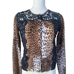 Blumarine ブルマリン レオパード柄 カーディガン 38 レース 美品