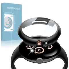 新品 Google Pixel Watch 3 / 2/ 1 41mm 用 ケース ガラスフィルム 一体型 Google Pixel Watch 3/2/1保護カバー 全面保護 耐衝撃 高透過率 指紋防止 グーグルピクセルウォッチ カバー(黒)