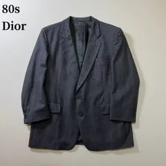 80s Dior　グレンチェック　肩パッド　テーラードジャケット　ディオール　ダークグレー　 古着