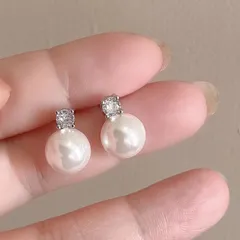 ウェディング　パール　イヤリング　クリスタルストーン1237　ドレス　結婚式　ブライダル　二次会　卒業式　フォーマル　七五三　卒業式　入学式　成人式