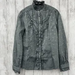 【 axes femme 】スタンドフリルブラウス 長袖 グレー Lサイズ