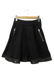 ディーゼル DIESEL フレアスカート ミニ丈 ウエストゴム ブラック 黒 スウェット地 スタッズ XS ボトムス