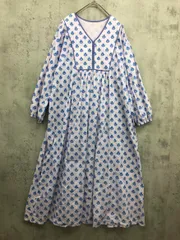 Afternoon Tea アフタヌーンティー ワードローブ 花柄 インドプリントキルト ワンピース sizeF/ブルー ■■ レディース