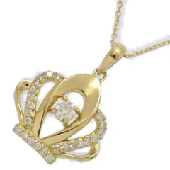 0.2ct/クラウンモチーフ 王冠 ダイヤモンド ネックレス ペンダント/K18YG/750-2.8g/イエローゴールド/プレゼント/記念日【♀】【N】【レディース】★■601872【中古】