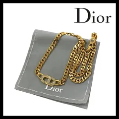 【Dior】CDロゴ チェーン ネックレス ゴールド/金カラー ラインストーン ヴィンテージ ペンダント Christian Dior/クリスチャンディオール (M-533)