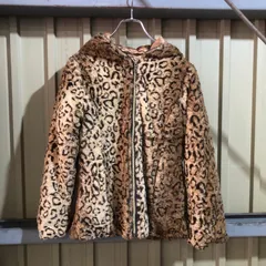 1462 AMY BYER  レオパードジップアップパーカージャケット ブラウン M エイミー・バイアー ヒョウ柄 フルジップ ファージャケット 古着卸 アメリカ仕入