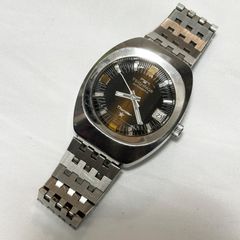 70年代 テクノス ボラゾン タイガーアイ 5面縦カットガラス 自動巻き