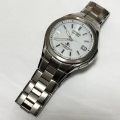 【送料無料】CITIZEN/シチズン/Eco-Drive/エコドライブ/ATESSA/アテッサ/電波ソーラー腕時計/ホワイト×シルバー/動作未確認/中古品/ジャンク品扱い