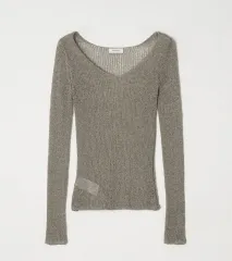 ラファエル_slit V-neck knit (Khaki) カルバン・クライン_slit V-neck knit (Khaki) エル_slit V-neck knit (Khaki)
