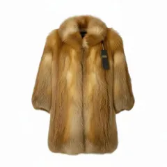 80a14 定価148万 レッドフォックス ロングコート サイズ9 茶系 本毛皮 Red Fox Fur Long Coat タグ付t18r