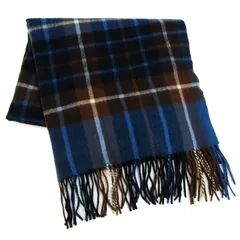 ニジュウサンク ストール チェック柄 大判 マフラー ブランド レディース ブルー ブラウン 23区 【中古】