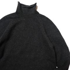 90's Jクルー J.CREW ロールネック ウール ニットセーター 墨黒 (M) チャコール ハイネック 無地 90年代 旧タグ オールド 巨人タグ  アメリカ古着 USED ビンテージ ヴィンテージ