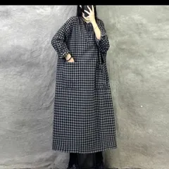 大きいサイズレディースゆったりロングワンピース　体型カバー  フレアー ロング チェック  黒