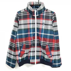 【新品】ジャックバニー 中綿ジャケット 白×ネイビー×レッド チェック 蓄熱裏地 レディース 2(L) ゴルフウェア Jack Bunny