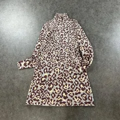 ZARA ザラ 長袖 ニット ワンピース ハイネック レオパード 総柄 グレー系 レディース