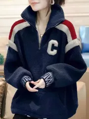 レディース トップス トレーナー ジャケット パーカー フルジップ オーバーサイズ ルーズフィット 無地 冬 春 秋 暖かい 防寒 カジュアル アウトドア アウター 洗濯機可 羽織り 体型カバー レイヤード 大きめ