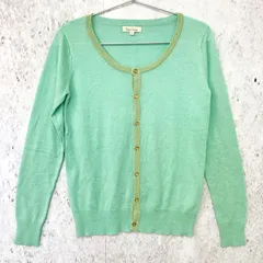 ROPE PICNIC ロペピクニック 金釦 ラウンドネック カーディガン グリーン 38サイズ 〇◇
