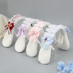 獣耳カチューシャ もこもこ レース リボン付きロリータ  可愛い コスプレ 撮影用 ヘアアクセ ヘッドドレス