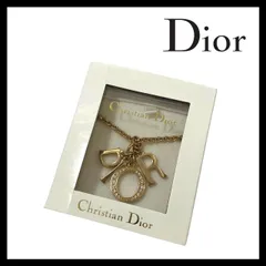 【Dior】ロゴ ロング ネックレス ゴールド/金カラー ラインストーン チャーム ヴィンテージ ペンダント Christian Dior/クリスチャンディオール (M-535)