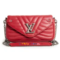 ルイ ヴィトン M63956 ニューウェーブ ポシェット スムースカーフレザー レッド チェーンウォレット 斜め掛け 財布 アンティークシルバー金具 LOUIS VUITTON（美品）