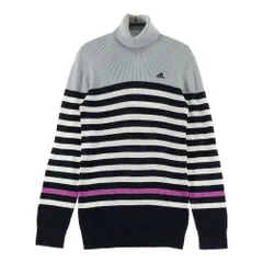 サイズ：L/G ADIDAS GOLF アディダスゴルフ N56521 タートルネック ニット セーター ボーダー柄 ホワイト系 [240101603934] ゴルフウェア レディース ストスト