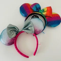 【新品】ディズニーランド カチューシャ ミニーマウス レインボー＆グラデーション 2個セット