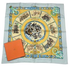 未使用品 HERMES エルメス カレ90 VIF ARGENT 銀の雫 スカーフ シルク