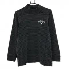 キャロウェイ レッドレーベル 長袖ハイネックシャツ 黒×グレー ボーダー 裏起毛 メンズ M ゴルフウェア Callaway