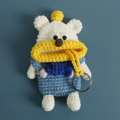 手編み キーケース ソーセージ唇 キャラクター マスコット