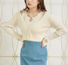 【タグ付】earth music&ecology カーディガン タンクトップ セット アイボリー F アースミュージック＆エコロジー【フリーサイズ】