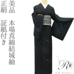 六花-RIKKA- 美品 正絹 証紙付き❀天体観測気分❀本場真綿結城紬 着物 A4390のサムネイル